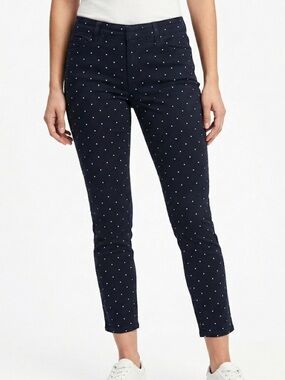 Old Navy Pixie Pants Black Polka Dot Ankle Pants | 95% Cotton Stretch Trousers